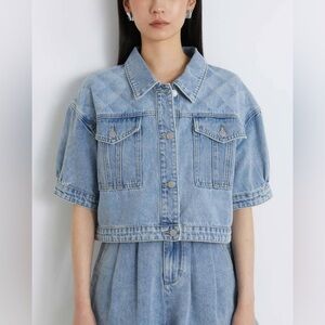 Lozenge short-sleeve denim jacket 95% New